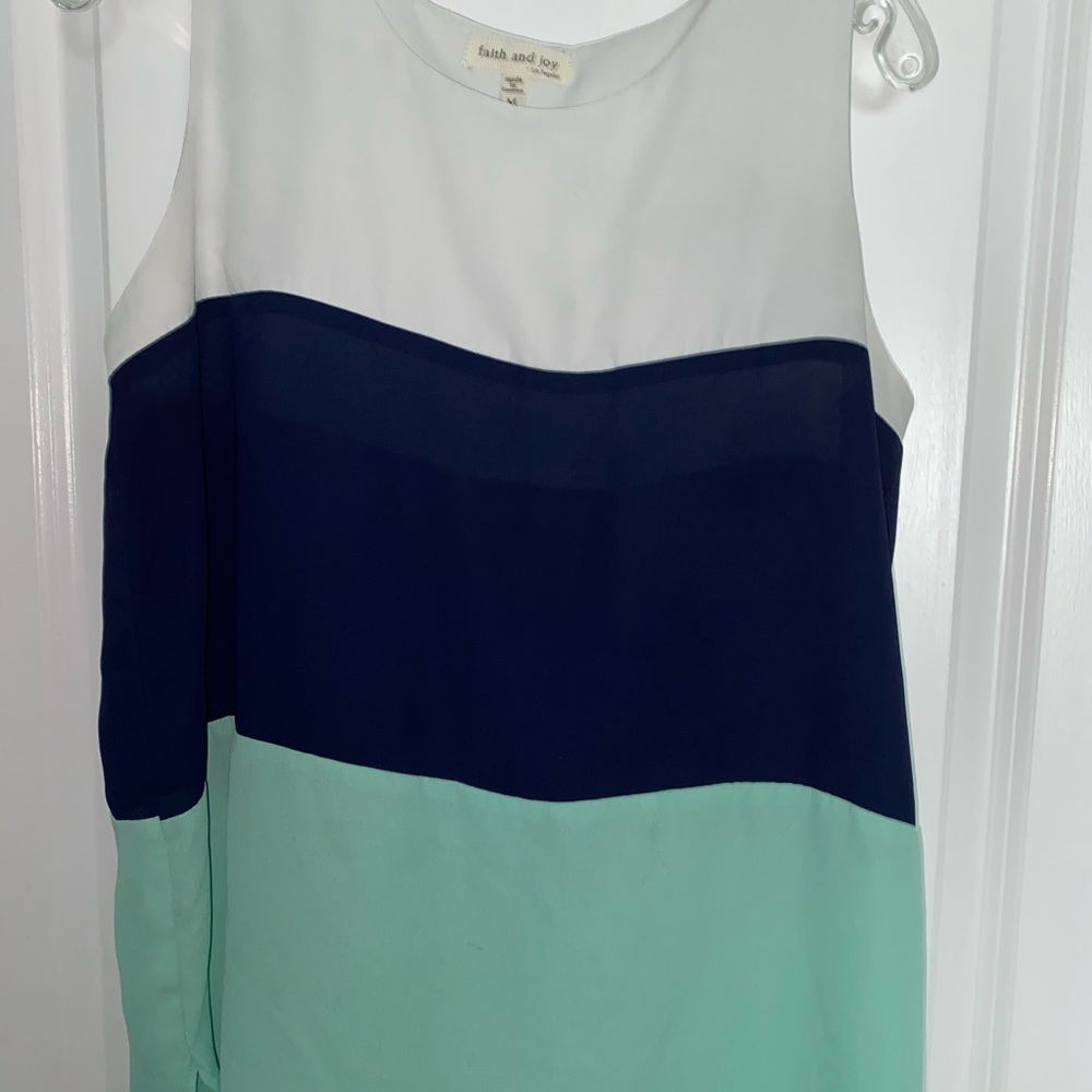 Faith and joy, sleeveless color block shirt, Sz M